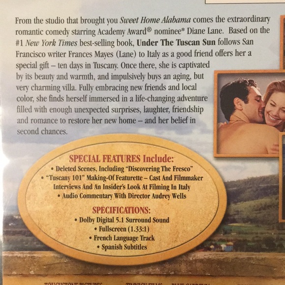 UNDER THE TUSCAN SUN DVD - Diane Lane - So good!!! - Picture 3 of 10